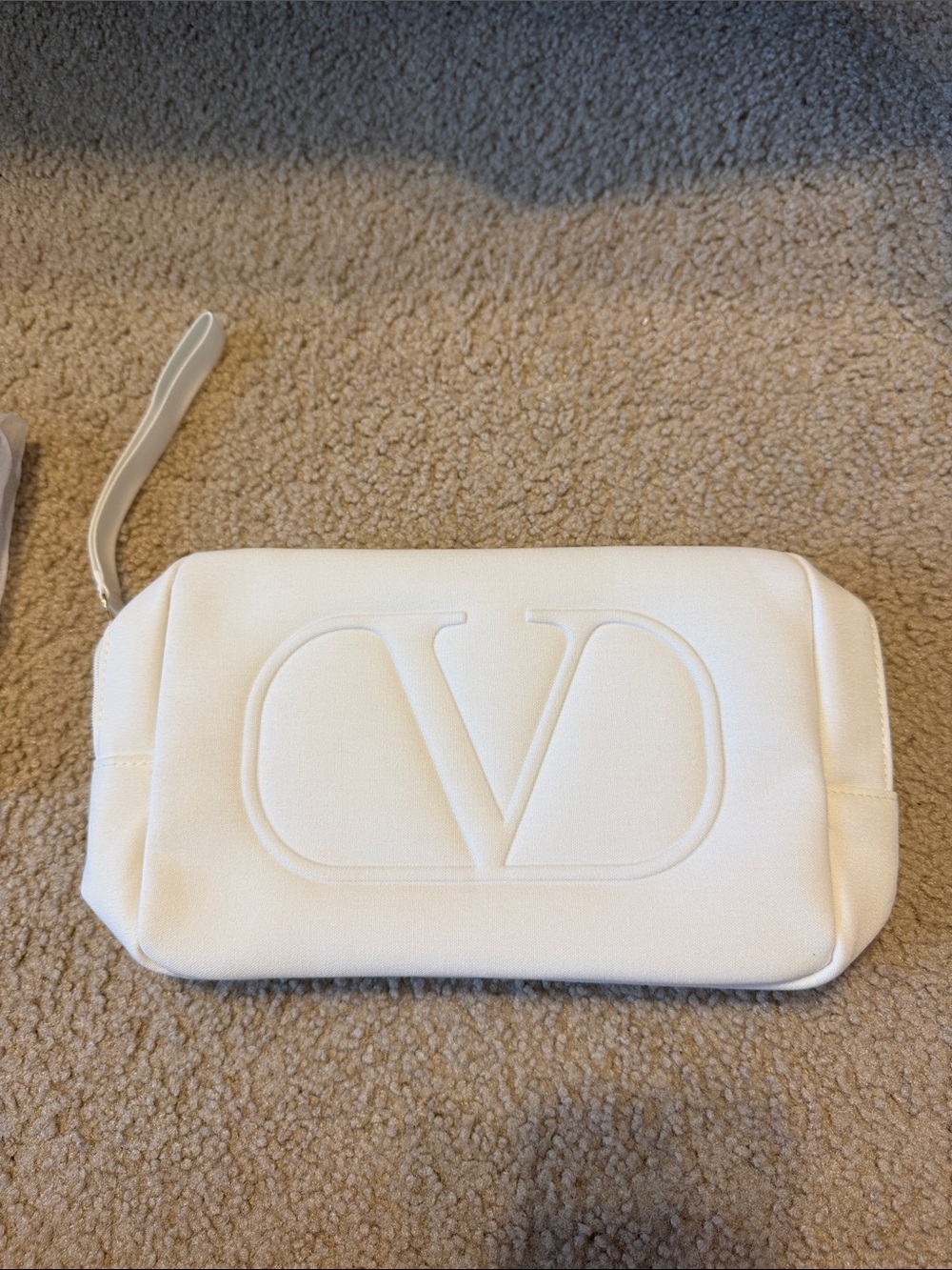 Valentino Ivory Travel Toiletry Pouch - Elegant Cosmetic Bag